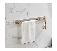 ZJHQQB Bathroom Shelves Towel Rail Rack Light Luxury Marble Towel Rack, Brushed Gold Towel Holder, Space Aluminum Towel Bar with Hook Bathroom Accessories Suit for Bathroom Kitchen