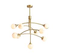 ZJHQQB Creative Concise Magic Beans Chandeliers,G4 Nordic Light Luxury All Copper Chandeliers,Cafes Shops Rooms Restaurant Lamps-Full copper and cloud stone 9 head