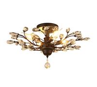 ZJHQQB E14 American Country Tree Chandelier, Light Luxury Warm Crystal Ceiling Lamps,Living Room Bedroom Room Dining Room-Black. 5 head