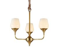 ZJHQQB E27 All Copper Post- American Chandelier,LED Chinese Designer Lamps,For Home Living Room Villa Hotel Dining Room-Copper 3 head