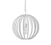 ZJHQQB E27 European Style Princess 's Room Chandelier,American Country Retro Chandelier,Bedroom Dining Room Cloakroom Bar Lamp,White Wood Bead Lamp-White. 40 * 39cm