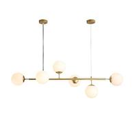 ZJHQQB E27 Long Glass Chandelier, Gold Sputnik Chandelier Molecules Brass Plating Ceiling Light Fixture During Light Dining Kitchen Island Bedroom Lighting-Gold and milky white glass 6