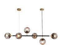 ZJHQQB E27 Long Glass Chandelier, Gold Sputnik Chandelier Molecules Brass Plating Ceiling Light Fixture During Light Dining Kitchen Island Bedroom Lighting-Black and soot glass 6