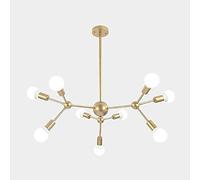 ZJHQQB E27 Post- Creative Chandelier,Living Room Dining Room Bedroom,American Designer Geometric Line Personality Chandelier-Gold. 9 head