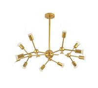 ZJHQQB E27 Post- Creative Chandelier,Living Room Dining Room Bedroom,American Designer Geometric Line Personality Chandelier-Gold. 15 head