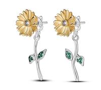 ZJHQQB ear Jacket Stud Earrings 925 Sterling Silver Earrings for Women Fashion Butterfly Moon Star Earrings Studs 5A Cz Jewelry Gifts for Women Girls, ENZEBAOFU, Sunflower,