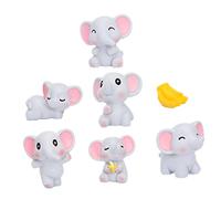 ZJHQQB Elephant Figurine Resin Ornament Set, 7pcs Mixed Style Small Elephant Decorations for Desktop Garden Micro Landscape Crafts, Lovely Animal Statue Adornment for Home and Office