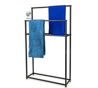 ZJHQQB Exquisite Bathroom Shelves Outdoor Metal Towel Stand, 40-inch Freestanding Towel Rack Matte Black, 2 Tier Towel Holder With 4 Bar Arms For Bathroom, Pool Area,bedroom
