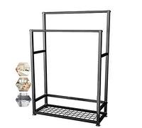 ZJHQQB Exquisite Bathroom Shelves Outdoor Towel Rack for Pool Area Freestanding with Shelf, Metal Floor Towel Stand with 2 Towel for Bathroom, Gym, Poolside, Max Load Is 20kg