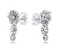 ZJHQQB FUNSHOPP 2025 Spring Daisy Flower Trio Stud Earring for Woman 925 Silver Fits for Bracelets Charm Fashion Jewelry