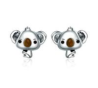 ZJHQQB Genuine 100% 925 Sterling Silver Animal Cute Koala Bear Stud Earrings for Women Sterling Silver Jewelry Gift,