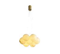 ZJHQQB Living Room Dining Room Bedroom Kitchen Light Rotating Stairs,G9 Post- All Copper Chandelier,Nordic Light Luxury Marble Chandelier-Copper and cloud stone balls 7 head