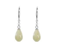 ZJHQQB Magnolia Flower Nephrite White Jade Pendant Silver Earrings S925 Sterling Silver Women's Earrings Orchid Earrings Silver, Silver