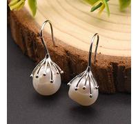 ZJHQQB Natural Fresh Water Baroque Gray Pearl Earrings For Women 925 Sterling Silver Drop Earrings Luxury Jewelry