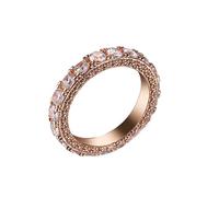 ZJHQQB Plated Rose Gold Rings Women, Engagement Rings for Women Vintage Retro All-Around Ring Round Shape Anniversary Ring Cubic Zirconia