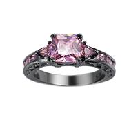 ZJHQQB Plated Yellow Gold Rings Women, Unique Promise Rings for Women Hollow Style Square Shape Anniversary Ring Cubic Zirconia