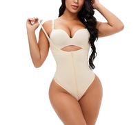 ZJHQQB Plus Size Zipper Buckle Thong Shapewear For Women, Tummy Control Bodysuit Waist Trainer Butt Lifter Front Body Shaper Ladies Seamless Tightening Corset