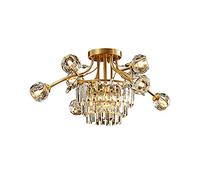 ZJHQQB Postmodern Concise Chandelier,American Light Luxury All Copper Ceiling Lamp,Living Room Lamp,For Dining Room Bedroom,G9 Nordic Light Luxury Crystal Ceiling Lamp-Copper and crystal 70 * 30cm