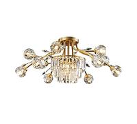 ZJHQQB Postmodern Concise Chandelier,American Light Luxury All Copper Ceiling Lamp,Living Room Lamp,For Dining Room Bedroom,G9 Nordic Light Luxury Crystal Ceiling Lamp-Copper and crystal 80 * 30cm