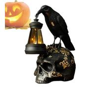 ZJHQQB Raven Figurine | Gothic Raven on Skull Collectible Figurines,Resin Sculpture Gothic Decor, Halloween Decorations for Home Garden Porch Patio Lawn Party Supplies