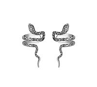 ZJHQQB Real 925 Sterling Thai Silver Sweet Snake Ear Cuff Clip Earrings for Women Without Piercing Earings Jewelry,