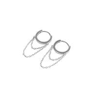 ZJHQQB S925 Sterling Silver Earrings Double Layered Line Circle Earrings Vintage Earrings Korean Style Versatile Earrings for Women Silver, Silver