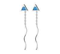 ZJHQQB Solid Real Stud Earrings Blue Triangle Linked Drop Stick Girls Friends Gift,