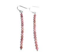 ZJHQQB Tassel Pearl Natural Quartz Tourmaline Labradorite Lapis Lazuli 4Mm Faceted Earrings Handmade Fashion Ladies Jewellery-Rhodochrosite,7Cm,