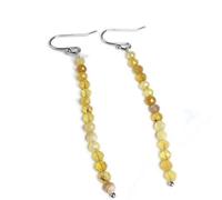 ZJHQQB Tassel Pearl Natural Quartz Tourmaline Labradorite Lapis Lazuli 4Mm Faceted Earrings Handmade Fashion Ladies Jewellery-Yellow Opal,7Cm,