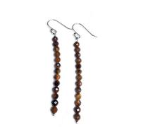 ZJHQQB Tassel Pearl Natural Quartz Tourmaline Labradorite Lapis Lazuli 4Mm Faceted Earrings Handmade Fashion Ladies Jewellery-Tigers Eye,7Cm,