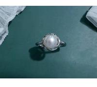 ZJHQQB Three-Piece Pearl Set Natural Freshwater Pearl Necklace Mother Earrings, Ring S925 Silver to Give Gifts to The Elders Necklace, 925 Silver, Ring,