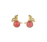 ZJHQQB Vintage Maple Leaf Red Agate Pendant Earrings Women's Frigid Style Stud Earrings Gold Agate, Gold Agate