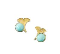 ZJHQQB Vintage Maple Leaf Red Agate Pendant Earrings Women's Frigid Style Stud Earrings Gold Agate, Turquoise