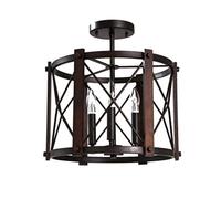 ZJHQQB Vintage Solid Wood Ceiling Lamps,E14 American Country Iron Art Chandeliers,Clothing Store Bar Café Bedroom Dining Room Living Room-Black. 43 * 45cm