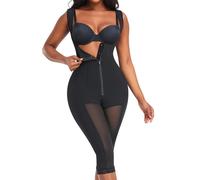 ZJHQQB Women High Waist Zipper Crotch Opening Cross V-Neck Tummy Control Body Shaper Spaghetti Butt Lifter Thigh Strap Lace Hem One Piece Jumpsuit Shapewear