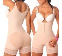 ZJHQQB Zipper Tummy Control Butt Lift Shapewear, Lace Hem Hip And Butt Padded Shapewear, U-Shaped Neckline Waist Trainer Women Body Shaper
