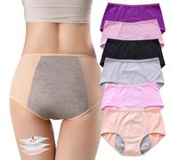 ZJHTK 6Pcs Cotton Incontinence Underwear for Women, Middle Waisted Panties for Women over 60, Reusable Protective Briefs, Multicolor, 3XL