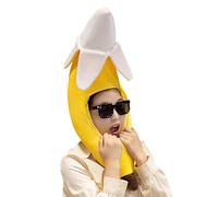zjhukfmc Banana Hat for Adults, Plush Fruit Costume Head Accessory, Funny Yellow Tropical Fancy Dress Cap, Cosplay Headpiece for Women, Men, Teenagers