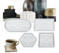 zjhukfmc Casting Moulds for Coasters, 4-Piece Reusable Silicone Mould, Drink Coaster Moulds, for Holiday, Birthday, Offices, Home, Room, Desk, Desktop, School, Dorm, Apartment