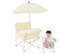 zjhukfmc Dining Seat for Toddl ers, Foldable Baby Seat Booster, with Canopy and Removable Tray Load 30KG, High Carbon Steel&Oxford Cloth Portable Tod dler Camping Chair for Children Baby Out Travel