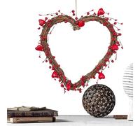 zjhukfmc Heart-Shaped Romantic Arrangement, 30 cm Valentine's Day Decoration with Red Berries - for Decoration on Holidays, Doors, Windows, Walls, Weddings, Parties and Porches
