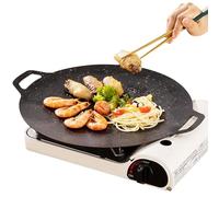 zjhukfmc Korean Barbecue Pan, Round Induction Griddle Pan, Cast Iron Skillet Pan Pre Seasoned Round Griddle Pan, Non Stick Grill Pan Round Pan, Round Induction Griddle Pan for Stove Top, 28/34cm