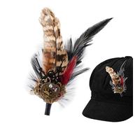 zjhukfmc Medieval brooch pin, 2-in-1 decorative feather design hat pins - Gothic hair clip for special occasions, costume parties, weddings, theatre performances, dance evenings and, Siehe