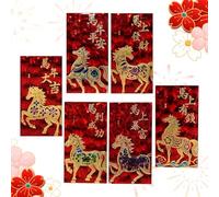 zjhukfmc New Year's Red Envelopes, Six Pieces, 3D Embossed Glitter, Traditional Moon New Year Collectibles, New Year Purses - For Girlfriend, Children, Men, Women, Teenagers, Sons