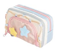 zjhukfmc Pencil Case, Five-Pointed Star School Organiser, Zip Pencil Case, Large Capacity, Must-Haves for Children, Girls, School, Teaching, College, Drawing, Art, Crafts, Travel, pink, see