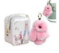 zjhukfmc Plush Bunny Keychain, Easter Bunny Keychains, Plush Bunny Keyrings, 5.91in Rabbit Keychain With Tin, Cute Rabbit Lulu Key Pendant, Cute Easter Gift Good Luck Bunny Pendant Decors