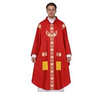zjhukfmc Priest Robe with Ribbon Catholic Measuring Robe, Embroidered Priest Costume - For Men Prayer Church Wedding Party Masquerade Stage Cosplay Photo