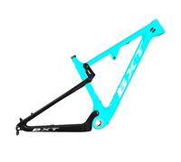 ZJIEDB 16/17/18.5/20inch Full Suspension Bike Frame 100mm Travel 29er Carbon Fibre Mountain Disc Brake XC/Trail Soft Tail Racing 12 * 142mm Thru-Axle/9 135mm QR(Cyan,29 18.5")
