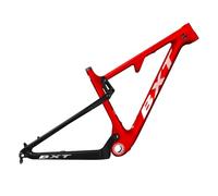 ZJIEDB 16/17/18.5/20inch Full Suspension Bike Frame 100mm Travel 29er Carbon Fibre Mountain Disc Brake XC/Trail Soft Tail Racing 12 * 142mm Thru-Axle/9 135mm QR(Red,29 20")