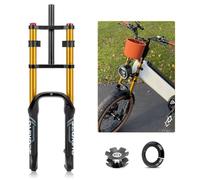 ZJIEDB 20 Inch Bike Fork 4.0" Fat Air Suspension Travel 120mm Rebound Adjustable 1-1/8" Straight Front Double Crown Disc Brake QR 9x135mm For Mountain E-bike Snow Beach Electric Bicycle(G